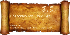 Balassovich Daniló névjegykártya